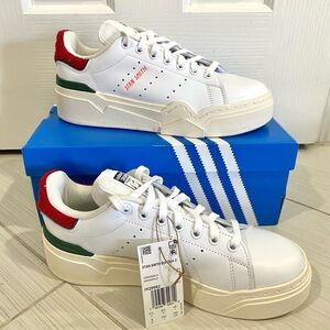 Adidas Stan Smith White Sneakers with Red and Green Accents